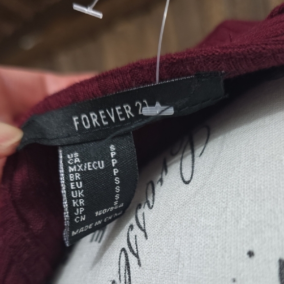 Forever 21 Ribbed Maroon Long Sleeve Dress - Picture 3 of 4